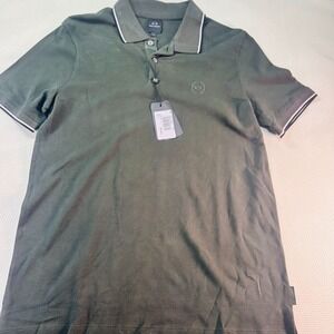 Armani Exchange Mens Polo Shirt Olive Green Size L 98% Cotton Elastane Classic F
